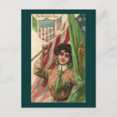  Sint Patrick's Day Lady en Flag Briefkaart (Voorkant)