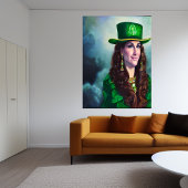 Sint Patrick's Day lady in all green | AI Art. Poster
