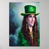 Sint Patrick's Day lady in all green | AI Art. Poster (Voorkant)