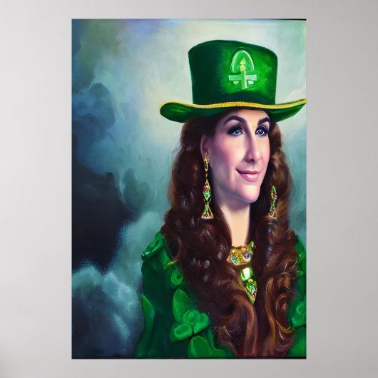 Sint Patrick's Day lady in all green | AI Art. Poster (Voorkant)