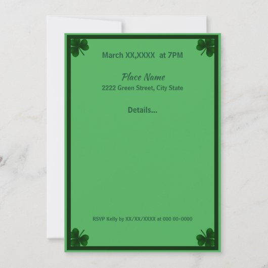 Sint Patrick's Day Leprechan Party Invite Kaart (Achterkant)