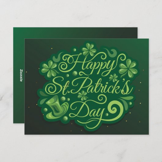 Sint-Patrick's Day Leprechaun Pet Shamrocks Irish Feestdagenkaart (Voorkant / Achterkant)