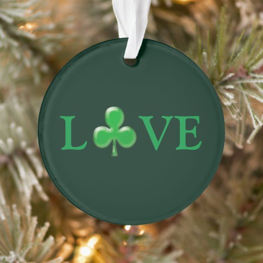 Sint Patrick's Day Love Green Clover Shamrock Ornament (Boom)