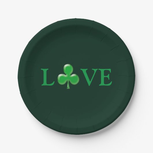 Sint Patrick's Day Love Green Clover Shamrock Papieren Bordje (Voorkant)