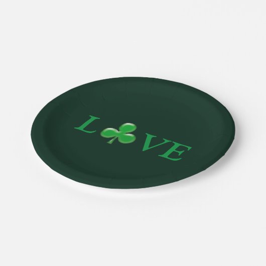 Sint Patrick's Day Love Green Clover Shamrock Papieren Bordje (Gekanteld)