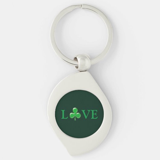 Sint Patrick's Day Love Green Clover Shamrock Sleutelhanger (Voorkant)