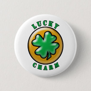 Sint Patrick's Day Lucky Charm 4 Leaf Clover Ronde Button 5,7 Cm