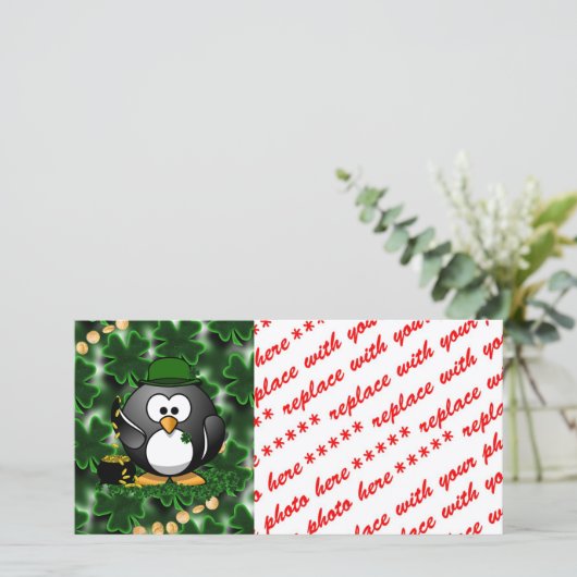 Sint-Patrick's Day Lucky Penguin met goudpot (Staand voorkant)