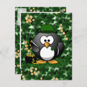 Sint-Patrick's Day Lucky Penguin met goudpot Briefkaart (Voorkant / Achterkant)