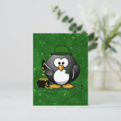 Sint-Patrick's Day Lucky Penguin met goudpot Briefkaart (Staand voorkant)
