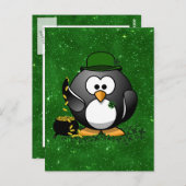 Sint-Patrick's Day Lucky Penguin met goudpot Briefkaart (Voorkant / Achterkant)