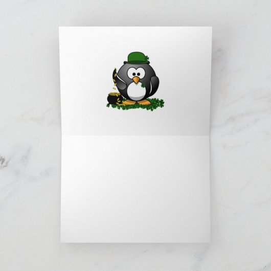 Sint-Patrick's Day Lucky Penguin met goudpot Kaart (Binnen)