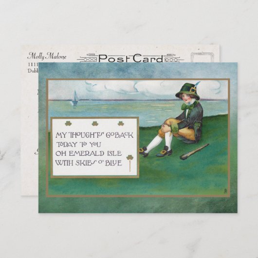 Sint Patrick's Day met Kind en Groeten Briefkaart (Voorkant / Achterkant)