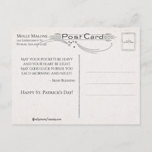 Sint Patrick's Day met Kind en Groeten Briefkaart (Achterkant)