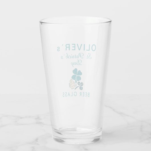 Sint Patrick's day Name Clover Shamrock Beer Glas (Achterkant)