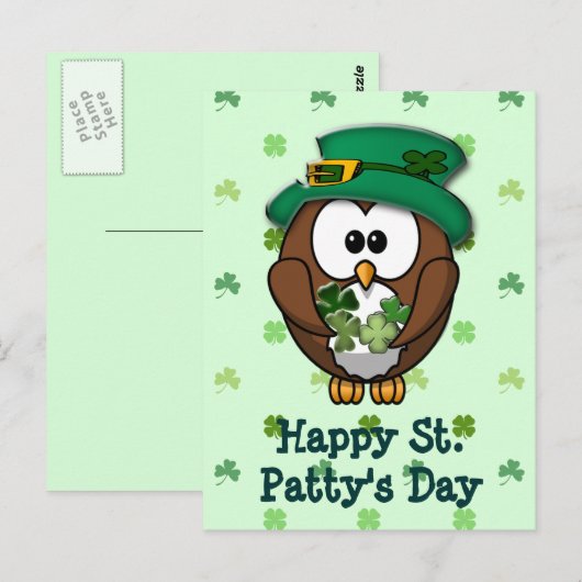Sint Patrick's Day owl Briefkaart (Voorkant / Achterkant)