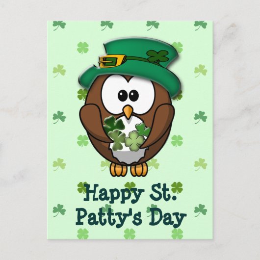 Sint Patrick's Day owl Briefkaart (Voorkant)