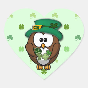 Sint Patrick's Day owl Hart Sticker