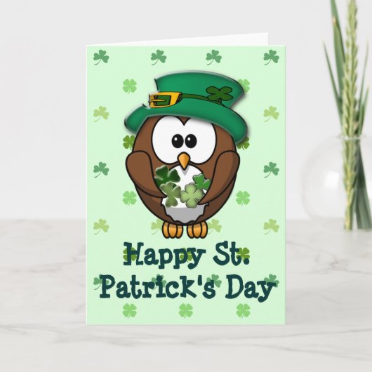 Sint Patrick's Day owl Kaart (Voorkant)