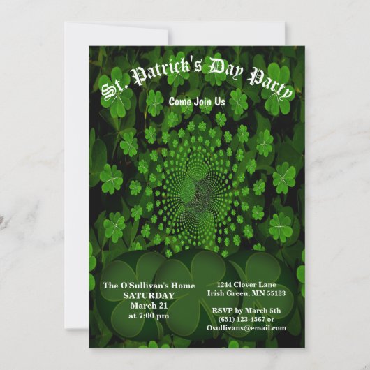 Sint Patrick's Day Party 4 Leaf Clover Kaleidoscop Kaart (Voorkant)