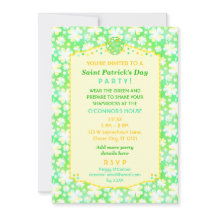 Sint Patrick's Day Party Elegant Retro Shamrocks