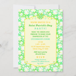 Sint Patrick's Day Party Elegant Retro Shamrocks Kaart