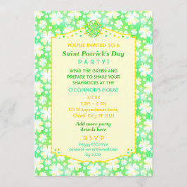 Sint Patrick's Day Party Elegant Retro Shamrocks Kaart