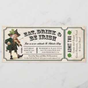 Sint-Patrick's Day Party Ticket Invitations Kaart
