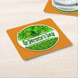 Sint Patrick's Day Pet Shamrocks Green Oranje Kartonnen Onderzetters