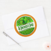 Sint Patrick's Day Pet Shamrocks Green Oranje Ronde Sticker (Envelop)