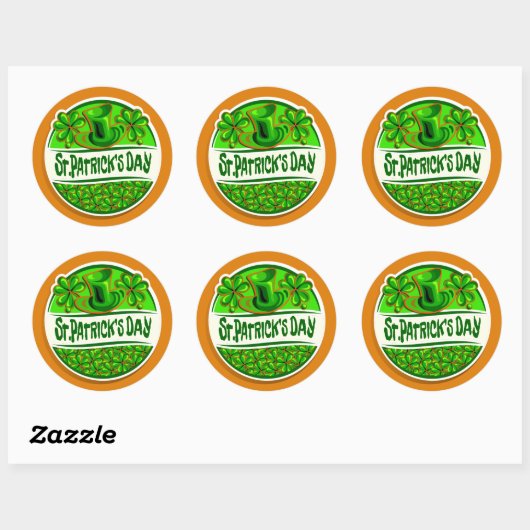 Sint Patrick's Day Pet Shamrocks Green Oranje Ronde Sticker (Vel)