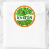 Sint Patrick's Day Pet Shamrocks Green Oranje Ronde Sticker (Tas)