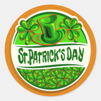 Sint Patrick's Day Pet Shamrocks Green Oranje Ronde Sticker