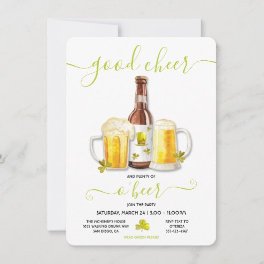 Sint-Patrick's Day Plenty of Beer Party Kaart (Voorkant)