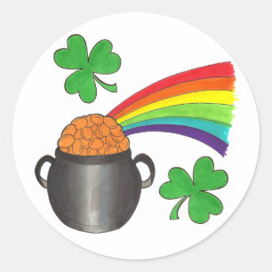 Sint Patrick's Day Rainbow Shamrock Clover Ronde Sticker