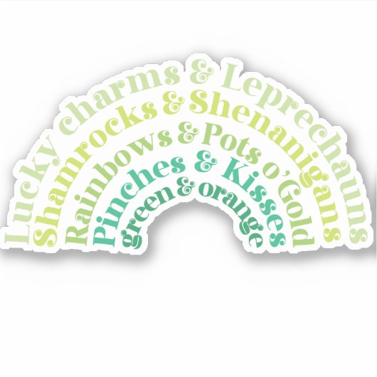 Sint Patrick's Day regenboogtypografie Sticker (Voorkant)