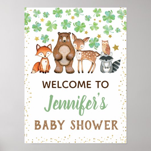 Sint Patrick's Day Shamrock Baby shower Welcome Si Poster (Voorkant)