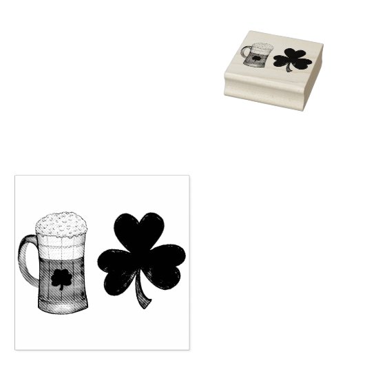 Sint Patrick's Day Shamrock Clover + Beer Stamps Rubberstempel (Gestempeld)