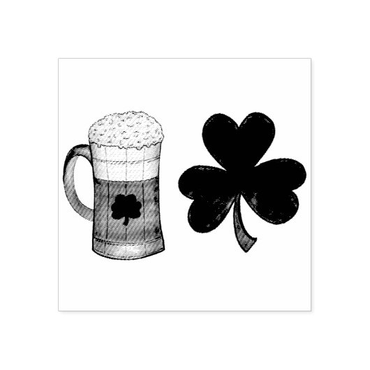 Sint Patrick's Day Shamrock Clover + Beer Stamps Rubberstempel (Afrduk)