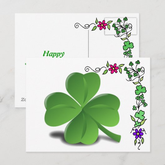 Sint-Patrick's Day Shamrock Clover-Briefkaart Briefkaart (Voorkant / Achterkant)