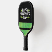 Sint Patrick's Day Shamrock Clover op groen Pickleball Paddle (Links)
