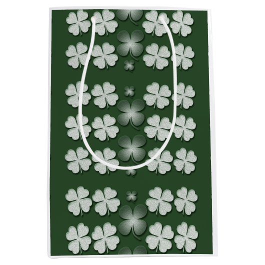 Sint-Patricks-Day-shamrock-clover-patroon Medium Cadeauzakje (Voorkant)