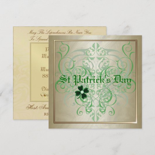 Sint-Patrick's Day Shamrock Gold Party Kaart (Voorkant / Achterkant)