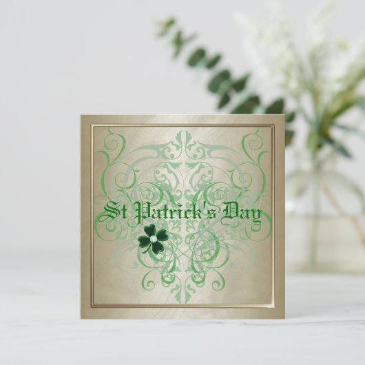 Sint-Patrick's Day Shamrock Gold Party Kaart (Staand voorkant)