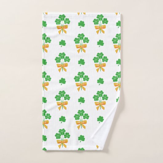 Sint-Patrick's Day Shamrock Golden Bow Green Clove Bad Handdoek (Handdoek)