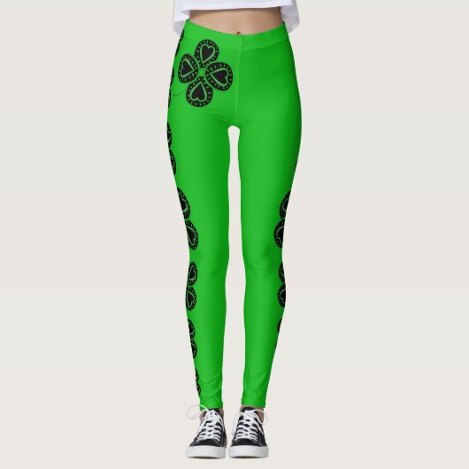 Sint Patrick's Day Shamrock Heart Leggings 2 (Voorkant)