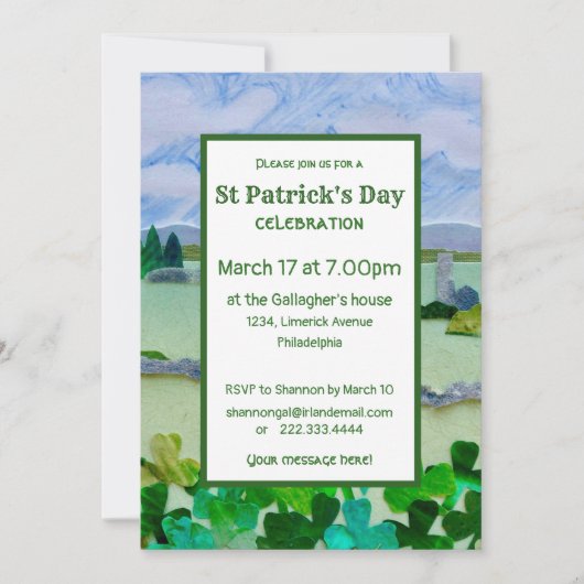 Sint Patrick's Day Shamrock Landscape Kaart (Voorkant)