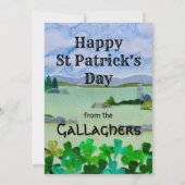 Sint Patrick's Day Shamrock Landscape Kaart (Achterkant)