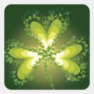 Sint Patrick's Day Shamrock Lucky Clover Leaf Vierkante Sticker