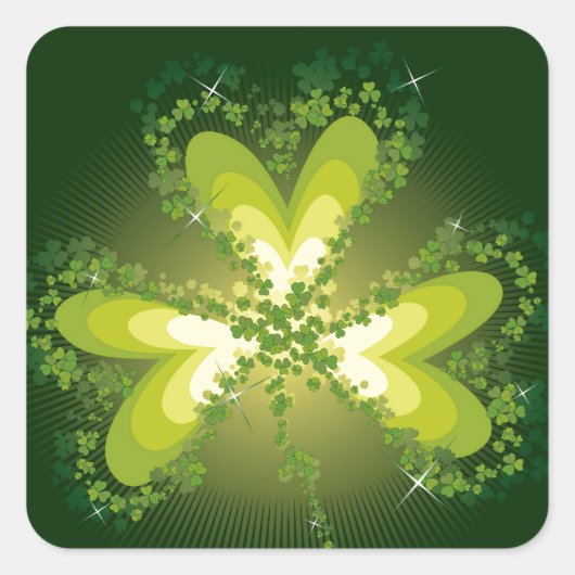 Sint Patrick's Day Shamrock Lucky Clover Leaf Vierkante Sticker (Voorkant)